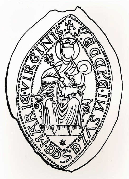Die Umrisslinien des historischen Siegels für das Kloster Marienwerder.